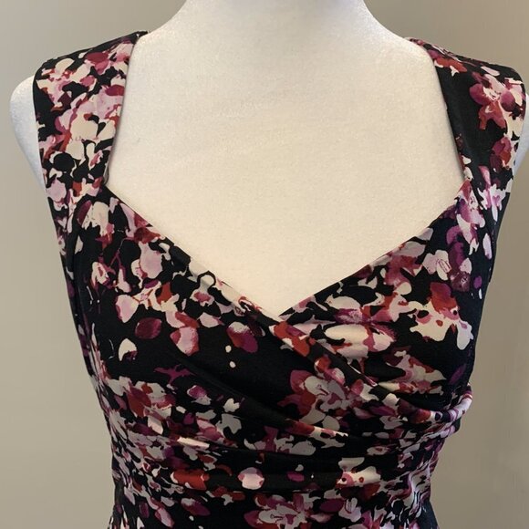 White House Black Market Pink Floral Dress, tiered layers, sleeveless, Size 6 - Picture 5 of 7
